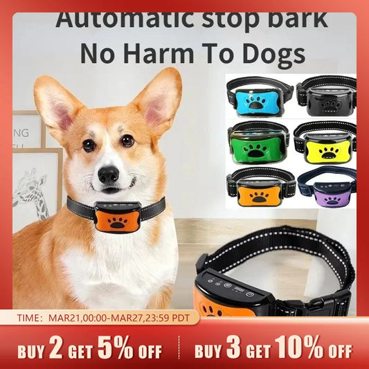 Pet Dog Antibarking USB Electric Ultrasonic Dogs Stop Barking Vibration anti Bark Collar Automatic Collar Dog Training Collars